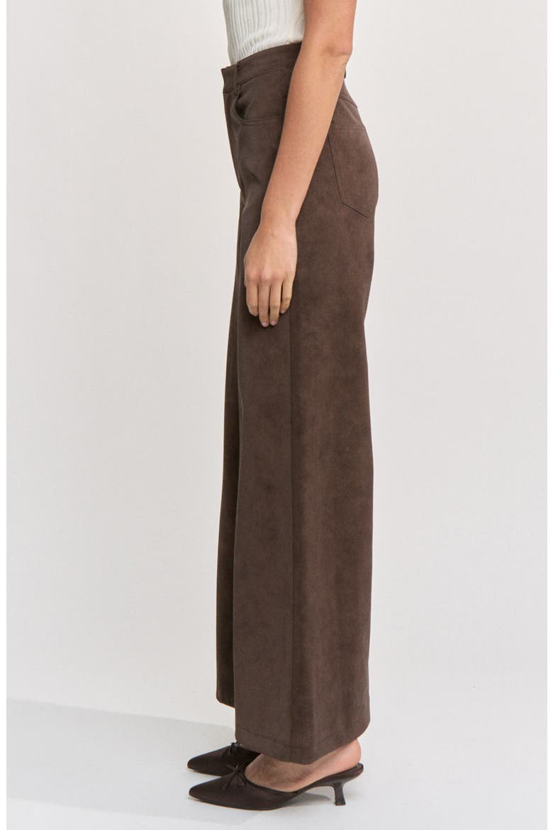 Pauline Wide Leg Faux Leather Pants, Alternate, color, DARK BROWN
