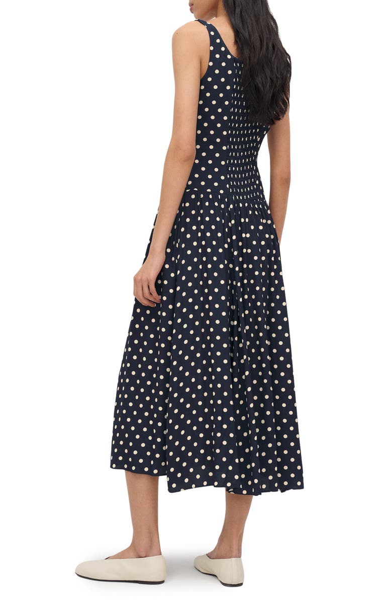 Reformation Bellarose Polka Dot Dress, Alternate, color, Orion Dot