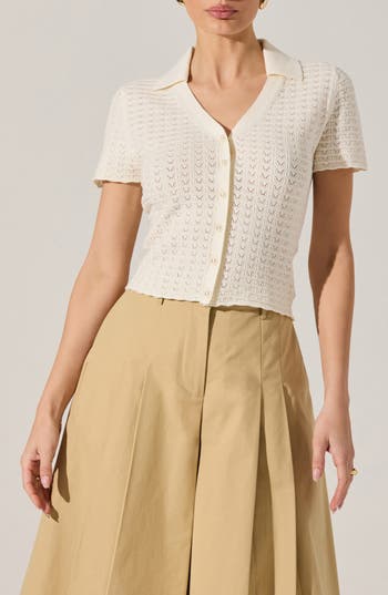 Astr The Label Short Sleeve Cardigan In White