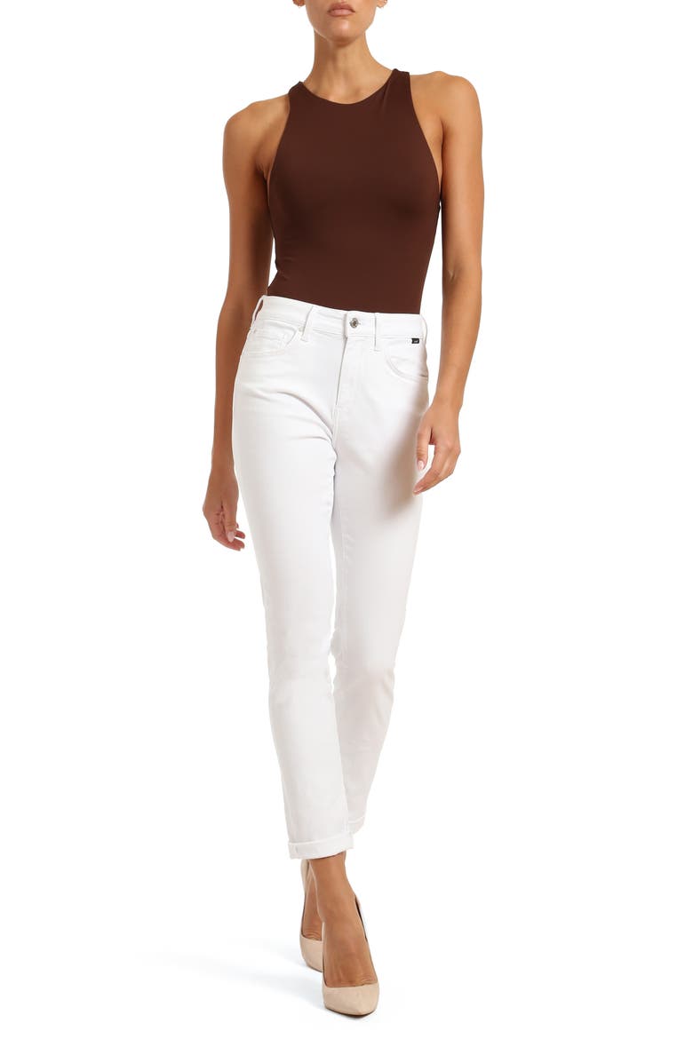 Kathleen Mid Waist Slim Boyfriend Jeans, Alternate, color, WHITE FEATHER BLUE