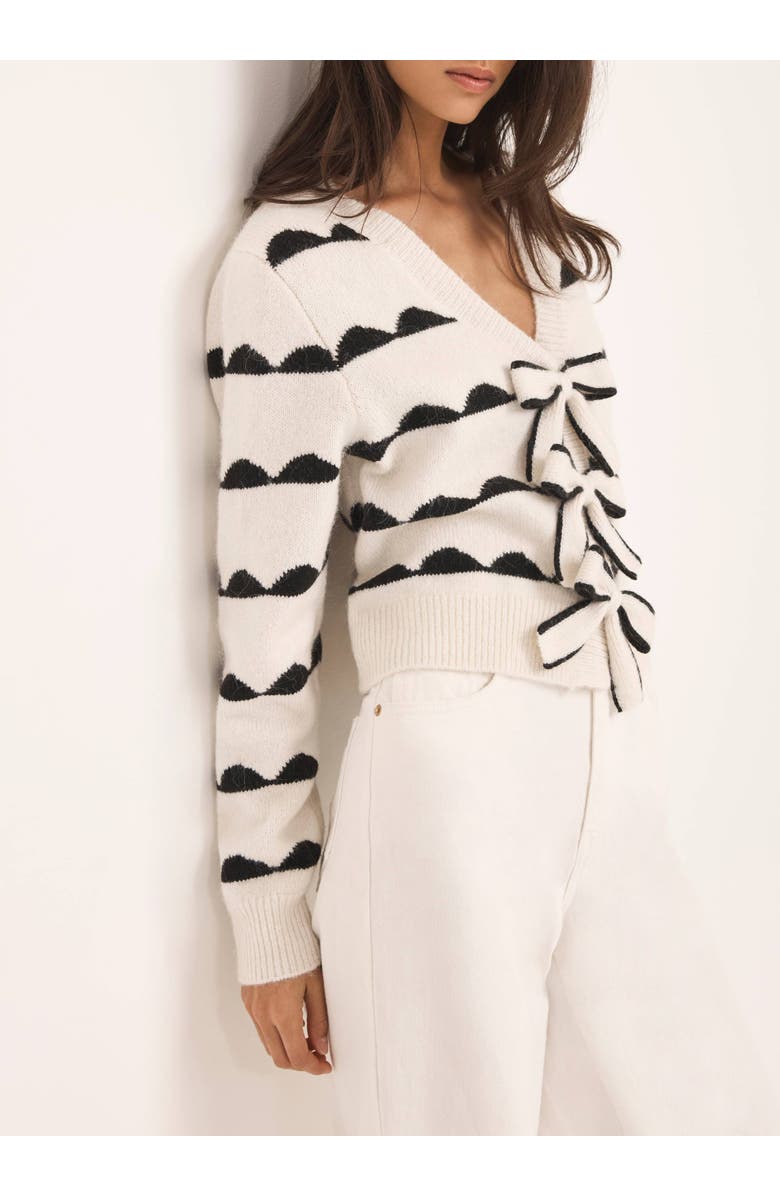 MINT VELVET Wool Blend Bow Detail Cardigan, Alternate, color, Ivory