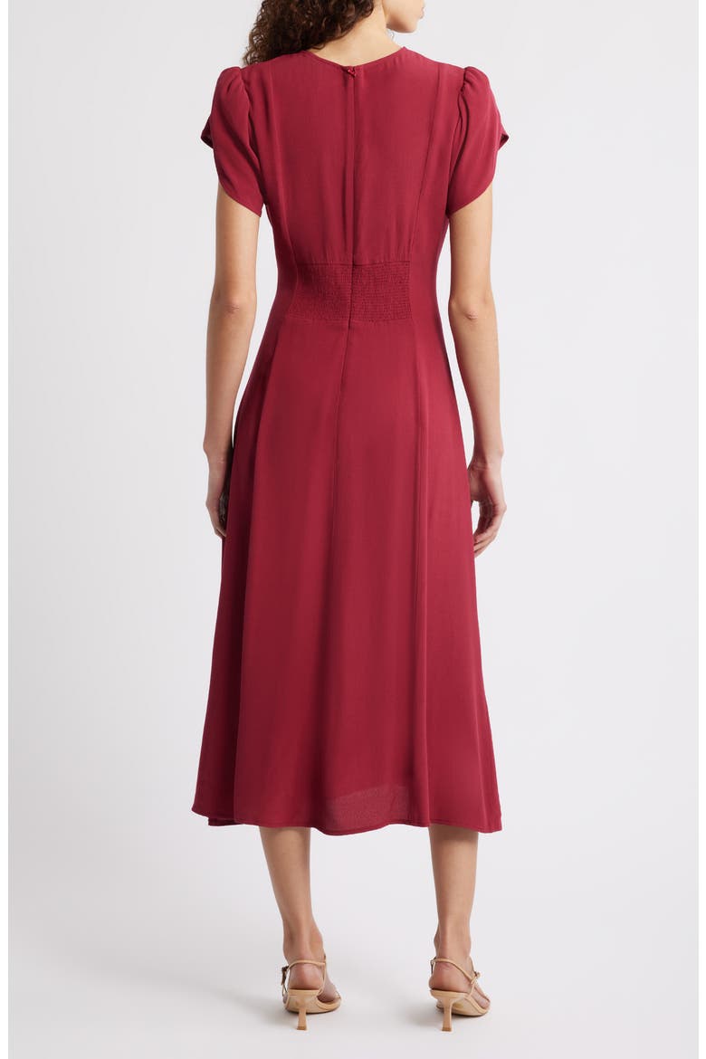 Ruched Midi Dress, Alternate, color, RED RUMBA