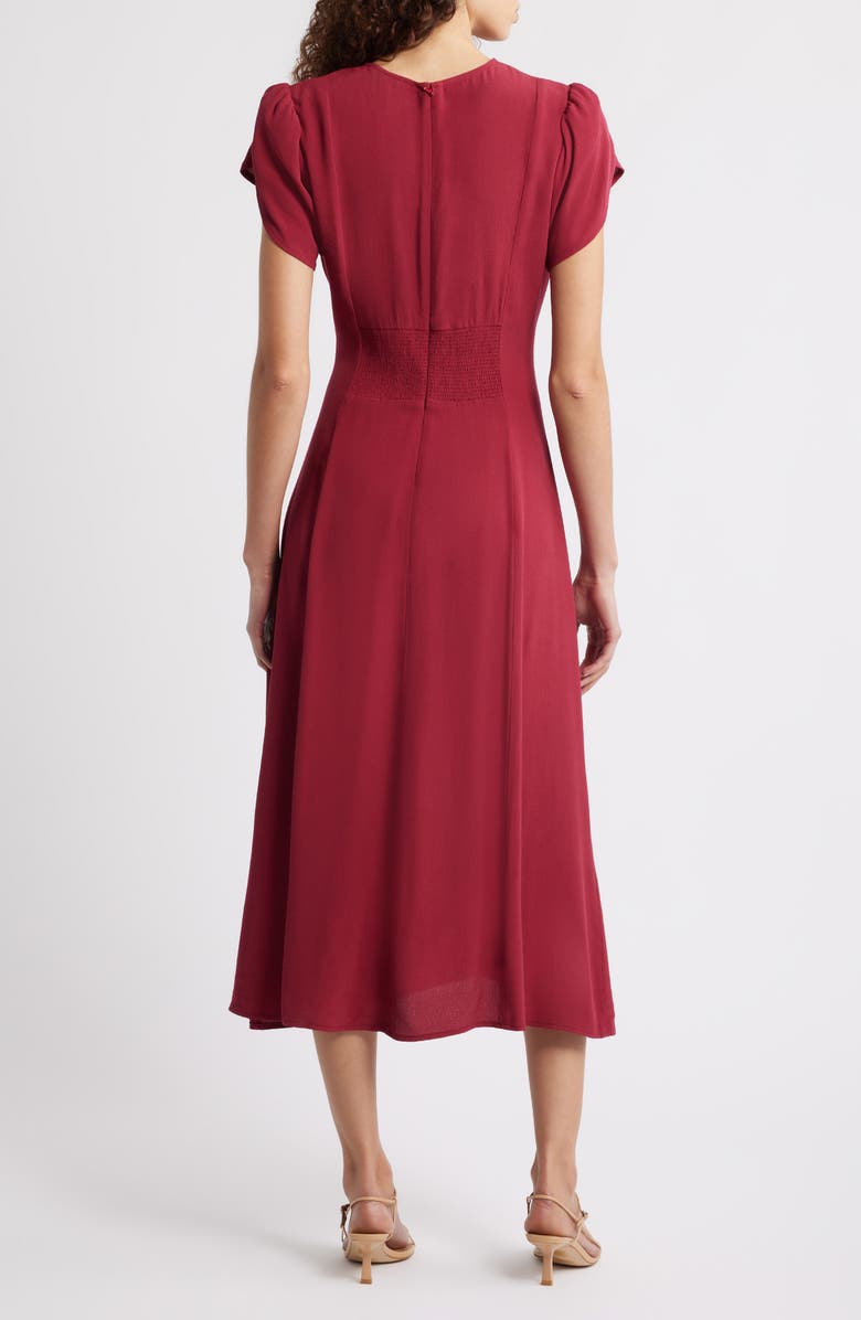 Caslon<sup>®</sup> Ruched Midi Dress, Alternate, color, Red Rumba