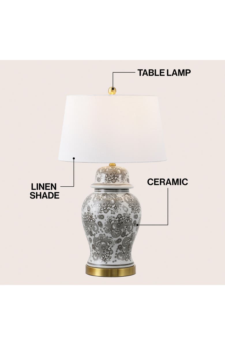 JONATHAN Y Ellis Chinoiserie Ceramic LED Table Lamp, Alternate, color, Gray/White
