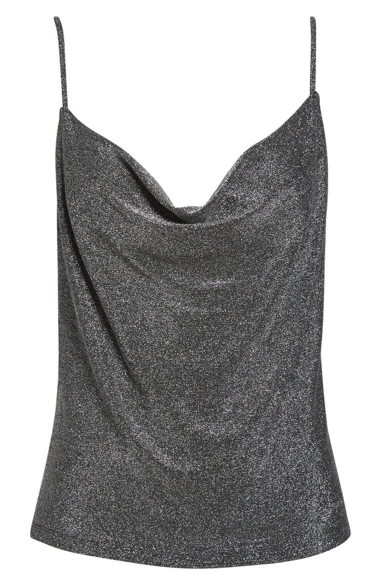 Ramy Brook Carla Metallic Cowl Neck Camisole, Alternate, color, Silver Knit