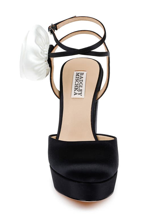 Shop Badgley Mischka Collection Janessa Ankle Strap Platform Pump In Black Satin