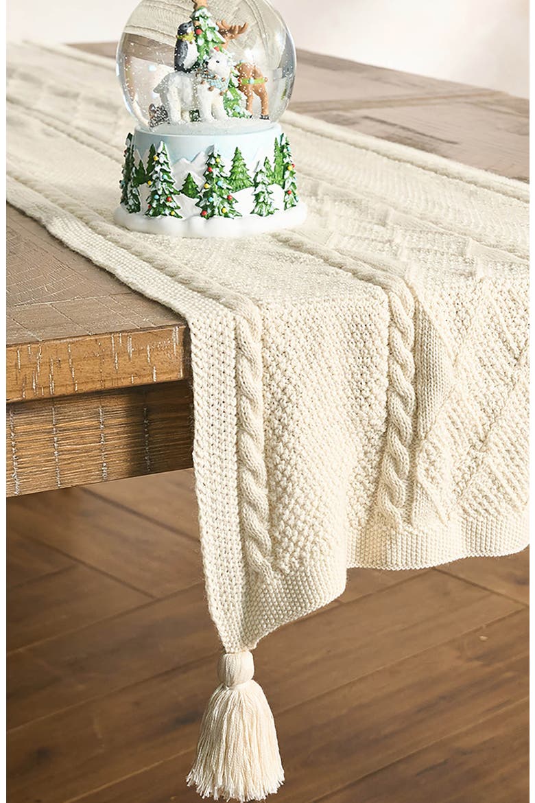 Berry and Thread Cable Knit Table Runner, Alternate, color, IVORY