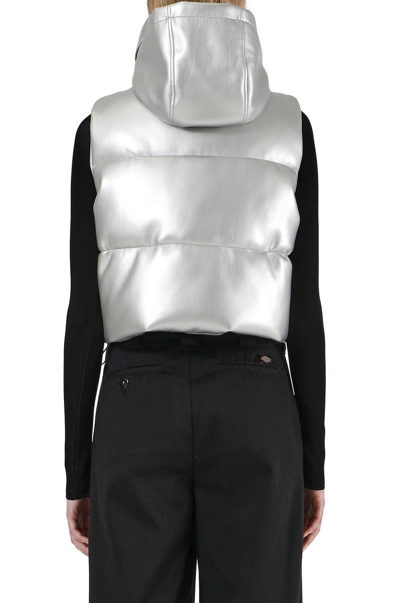 Apparis Shaun Metallic Faux Leather Crop Hooded Puffer Vest, Alternate, color,