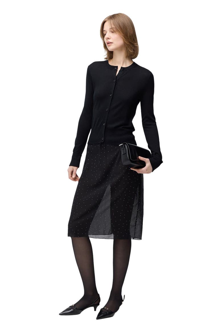 Cashmere Silk Buttoned Cardigan, Alternate, color, black