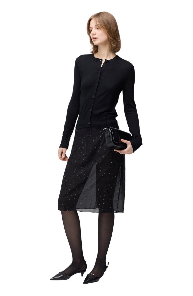 GOBI Mongolian Cashmere Cashmere Silk Buttoned Cardigan, Alternate, color, Black