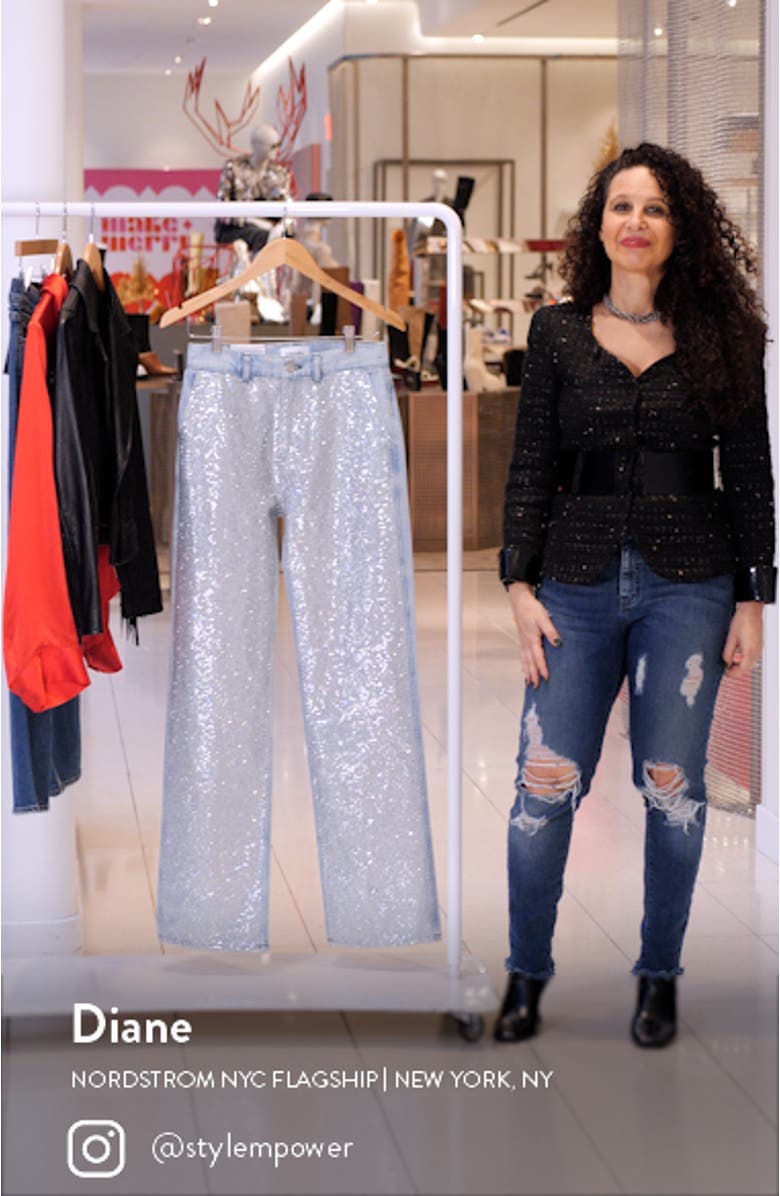 Rhinestone Straight Leg Jeans, sales video thumbnail