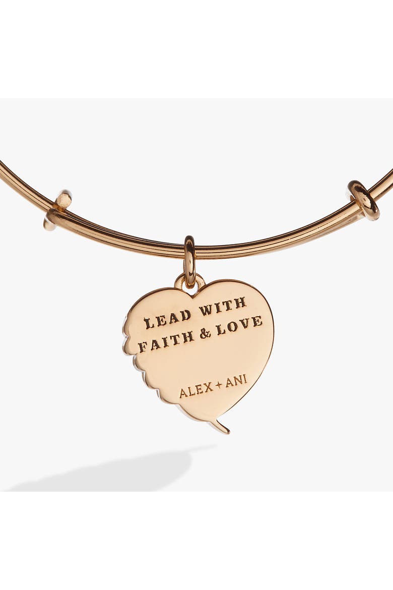 Wings of Protection Charm Bangle, Alternate, color, Gold