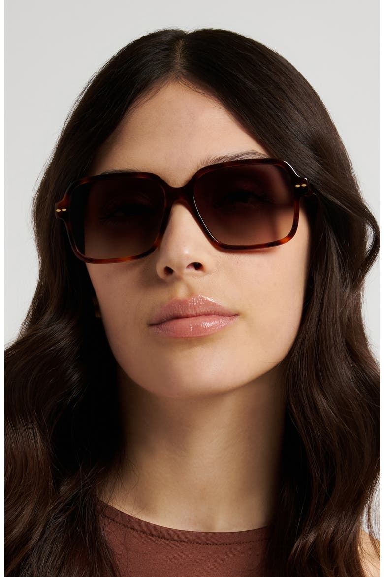 57mm Gradient Rectangular Sunglasses, Alternate, color, HAVANA/ BROWN