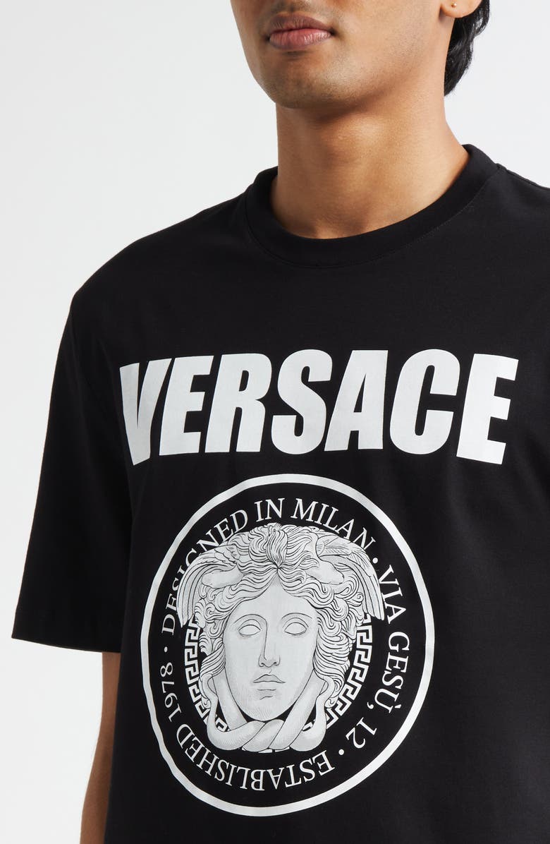 Versace Medusa Compact Cotton Jersey Graphic T-Shirt, Alternate, color, Black