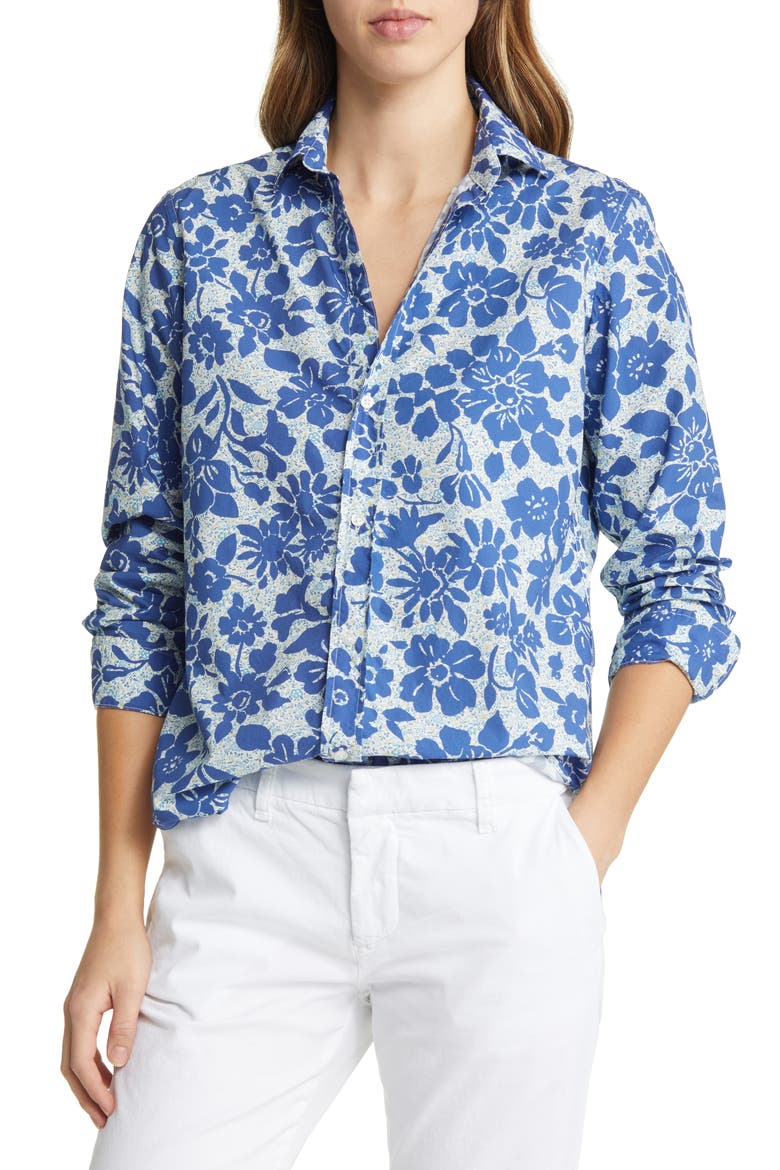Frank Floral Print Cotton Button-Up Shirt, Main, color, LARGE PRINT W/ MINI FLOWERS