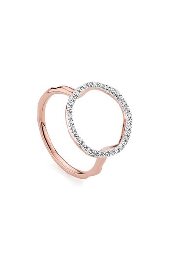 Monica Vinader Riva Circle Diamond Ring In Rose Gold/diamond