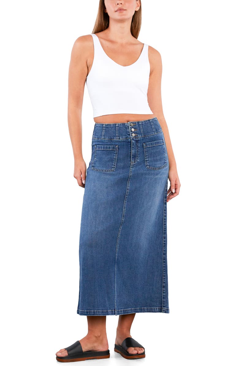 Wash Lab Denim Norah Stretch Denim Maxi Skirt, Alternate, color, Swift Blue