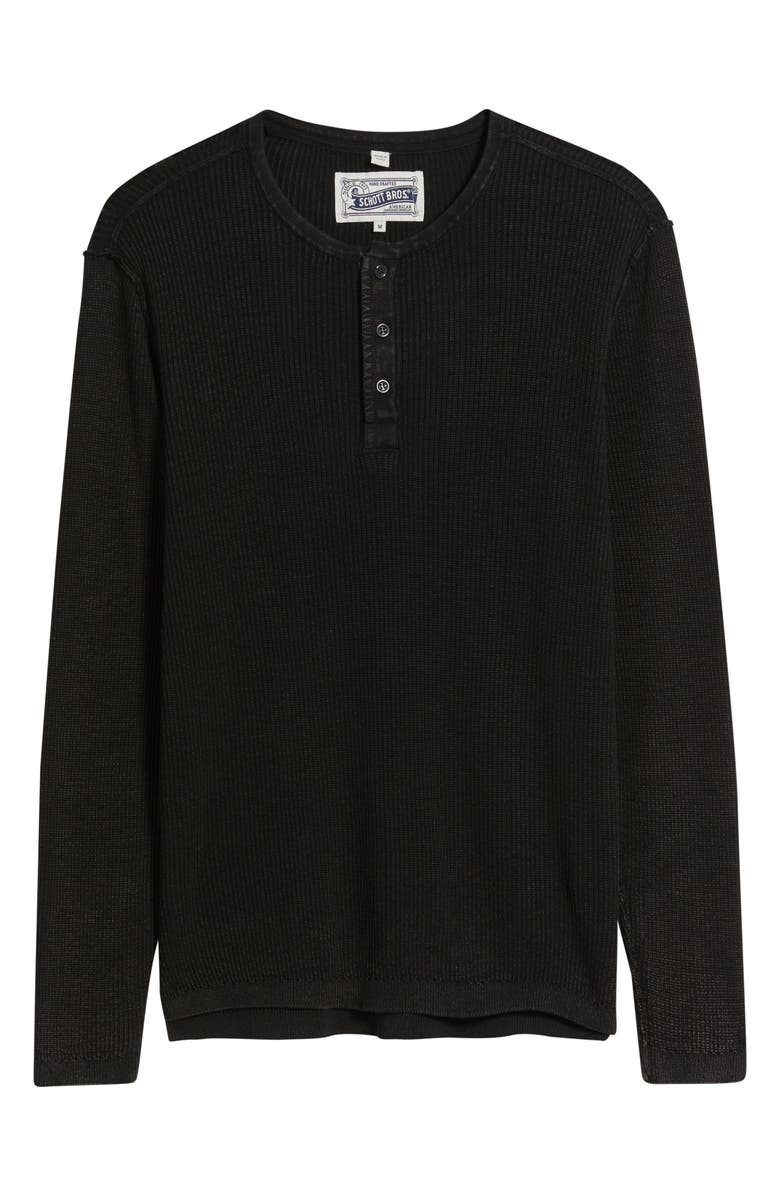 Schott NYC Stonewash Cotton Henley Sweater, Alternate, color, Black