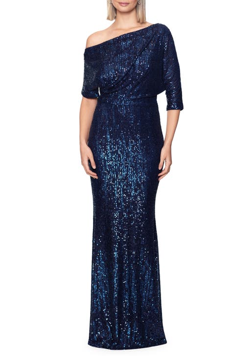 Sequin One-Shoulder Gown