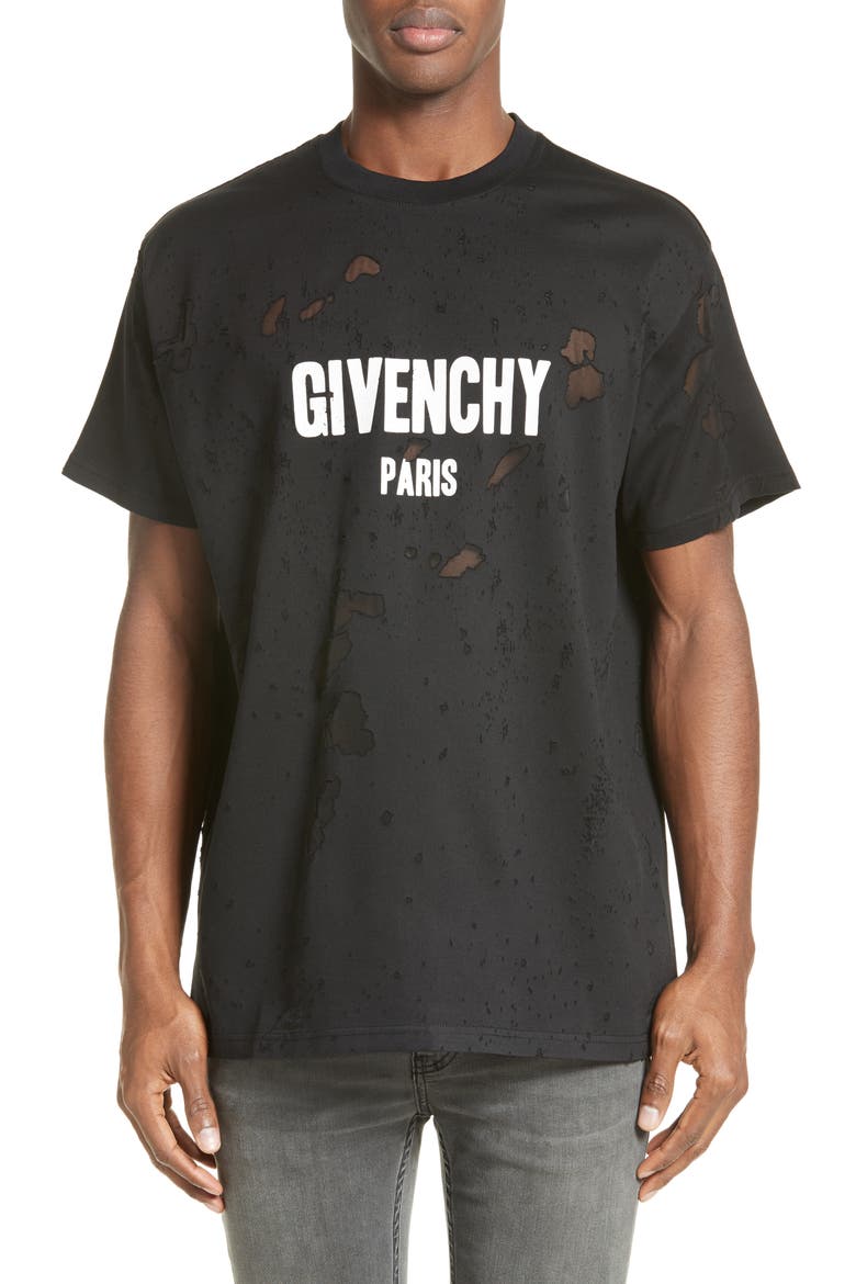 Destroyed Logo T-Shirt, Main, color, BLACK