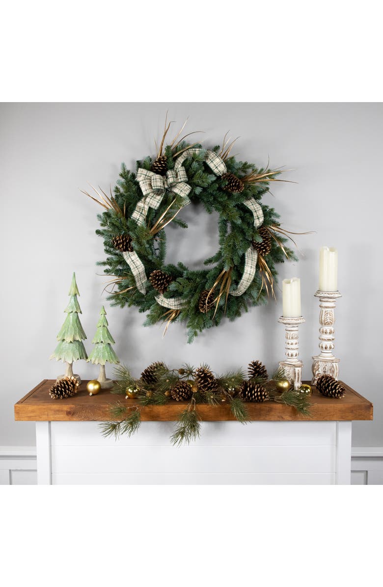 Northlight Real Touch Blue Spruce Artificial Christmas Wreath - 48" - Unlit, Alternate, color, Green