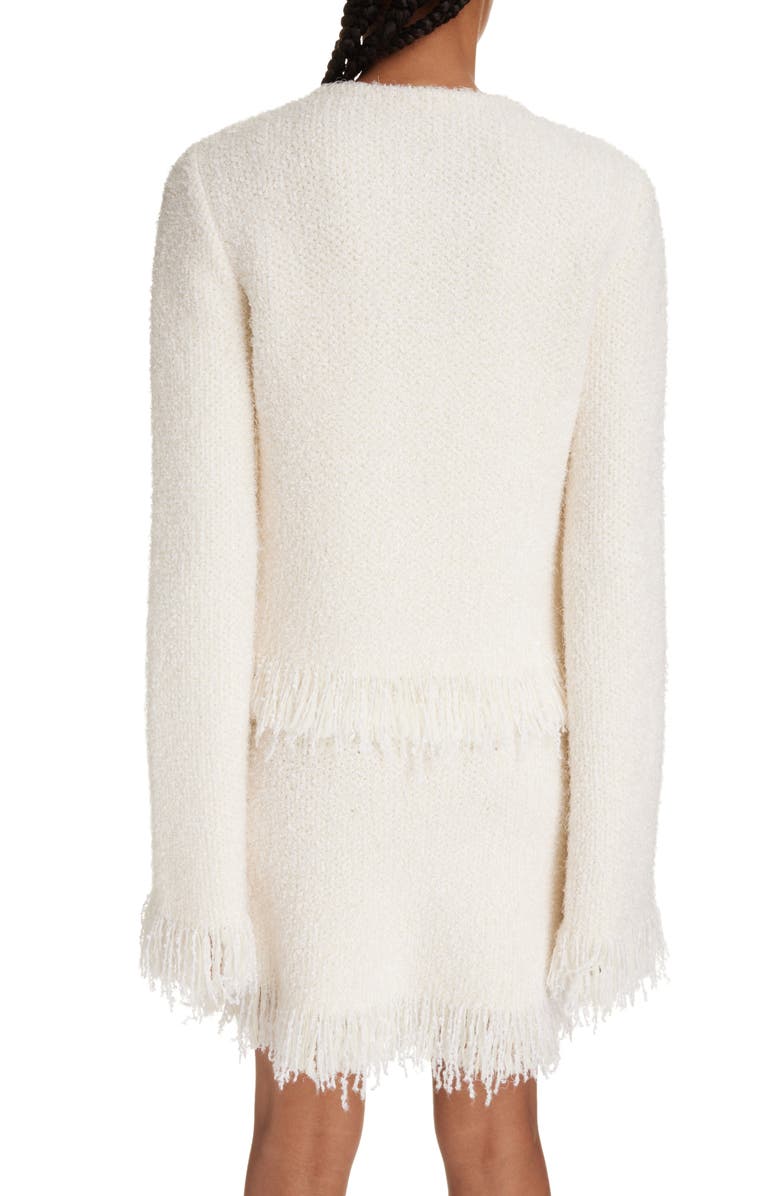 Chloé Asymmetric Fringe Trim Bouclé Jacket, Alternate, color, 
