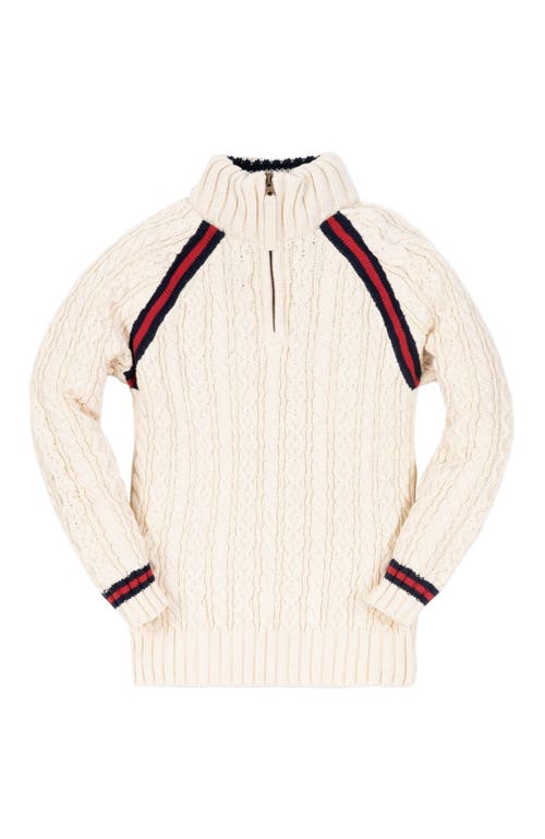 Hope & Henry Baby Boys' Half Zip Cable Pullover Sweater, Infant in Ivory Cable With Stripe Trim  product