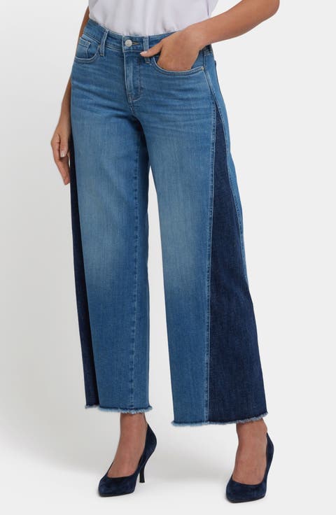 NYDJ Teresa Contrast Panel Wide Leg Jeans (Regular & Petite)