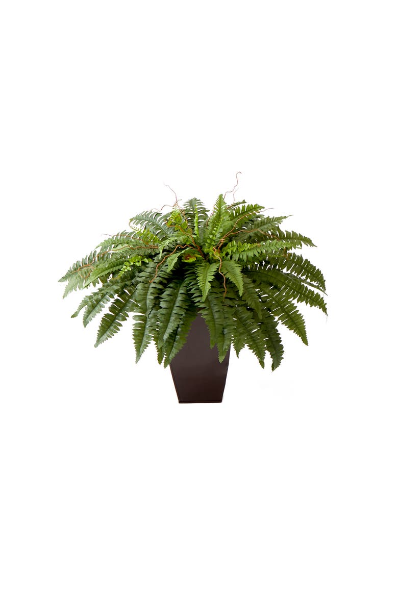 23-in Artificial Boston Fern Plant with Tapered Bronze Square Metal Planter DIY KIT, Main, color, Green