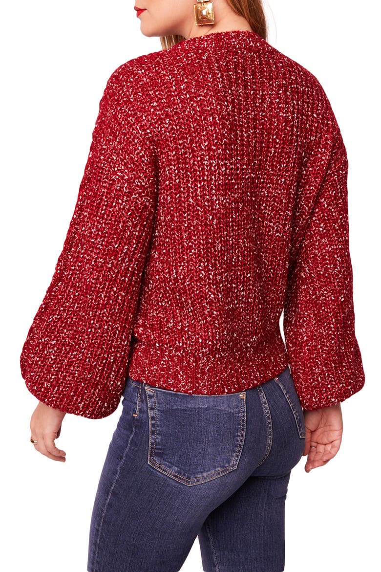Love Sick Bishop Sleeve Cable Sweater, Alternate, color, WINE
