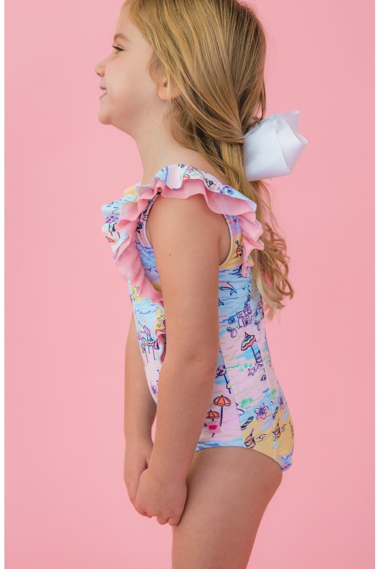 Kids' Beach Day Waterfall One-Piece Swimsuit, Alternate, color, MULTI-COLOR