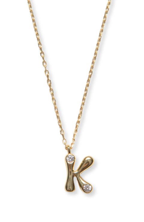 Cubic Zirconia Bubble Initial Necklace