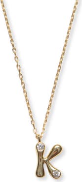 Argento Vivo Sterling Silver Cubic Zirconia Bubble Initial Necklace