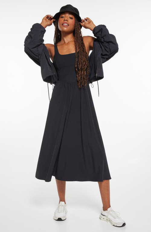 Zella Effortless Square Neck Midi Dress In Black