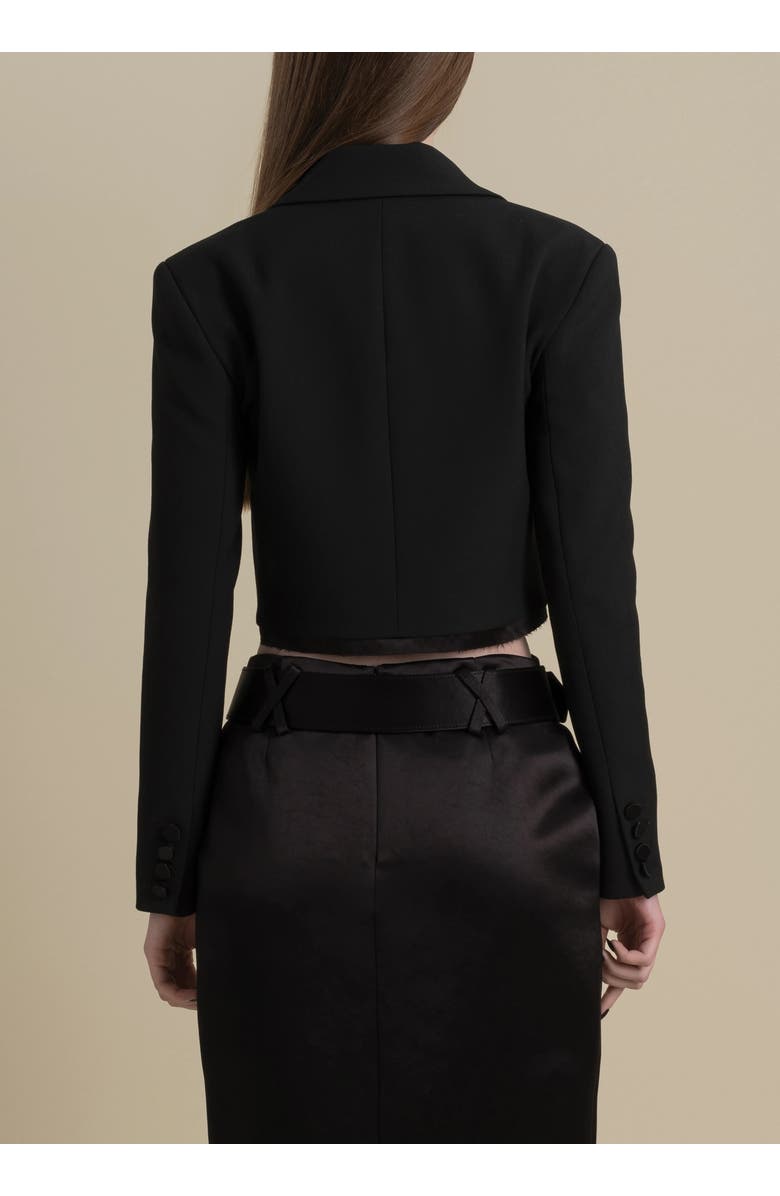 Contessa Mills Morgaine Stretch Sateen Structured Refined Cropped Blazer, Alternate, color, Black
