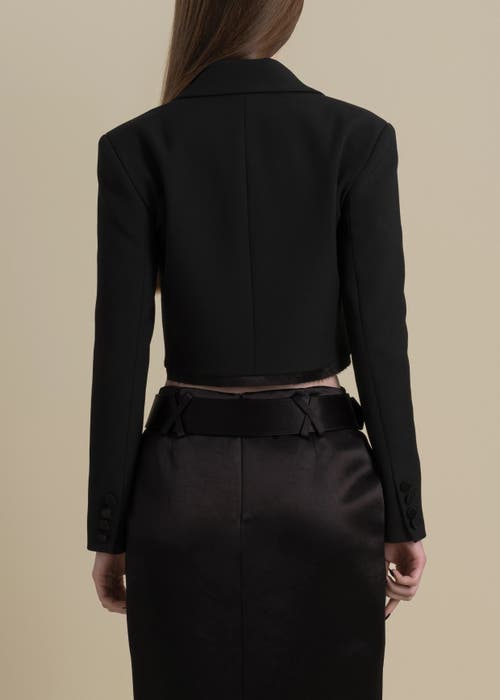 Contessa Mills Morgaine Stretch Sateen Structured Refined Cropped Blazer In Black