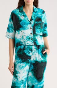 DKNY Cropped Linen Camp Shirt