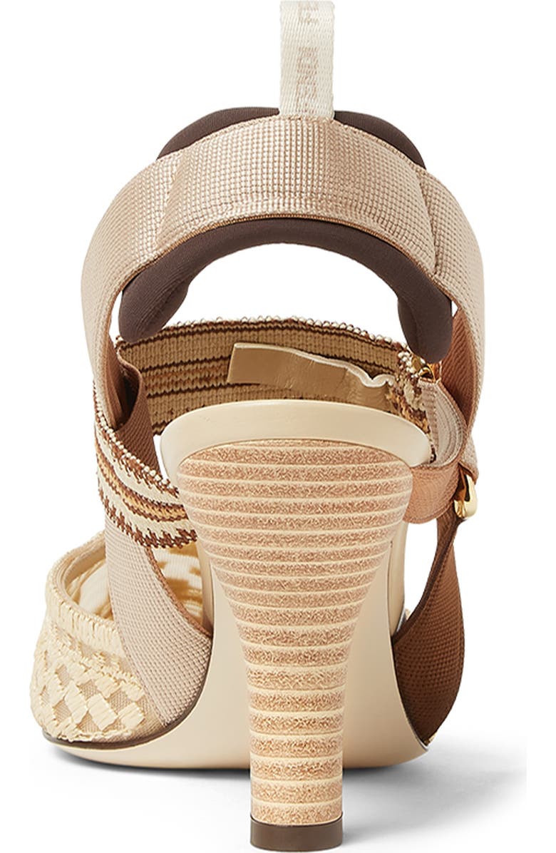 Fendi Colibri Pointed Toe Slingback Pump, Alternate, color, Beige Rafia