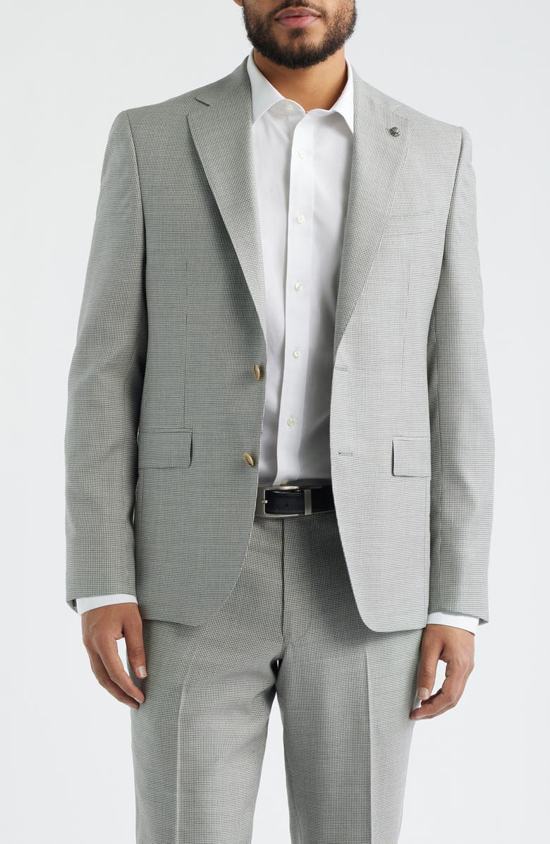 Jack Victor Esprit Contemporary Fit Light Grey Micro Houndstooth Super 130s Wool Suit, Alternate, color, Light Grey