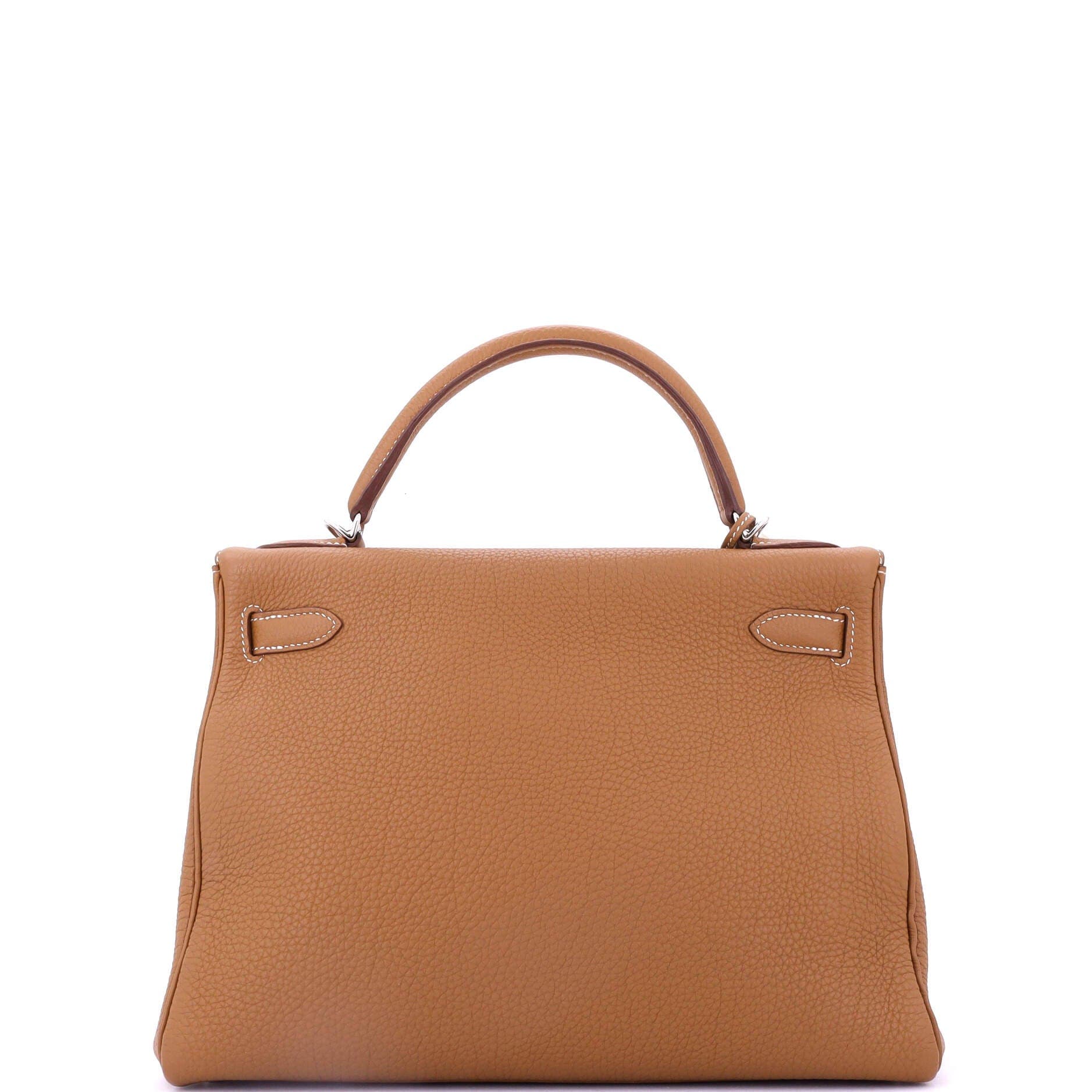 Pre-Owned Hermes Kelly Handbag Brown Togo with Palladium Hardware 32, Alternate, color, 