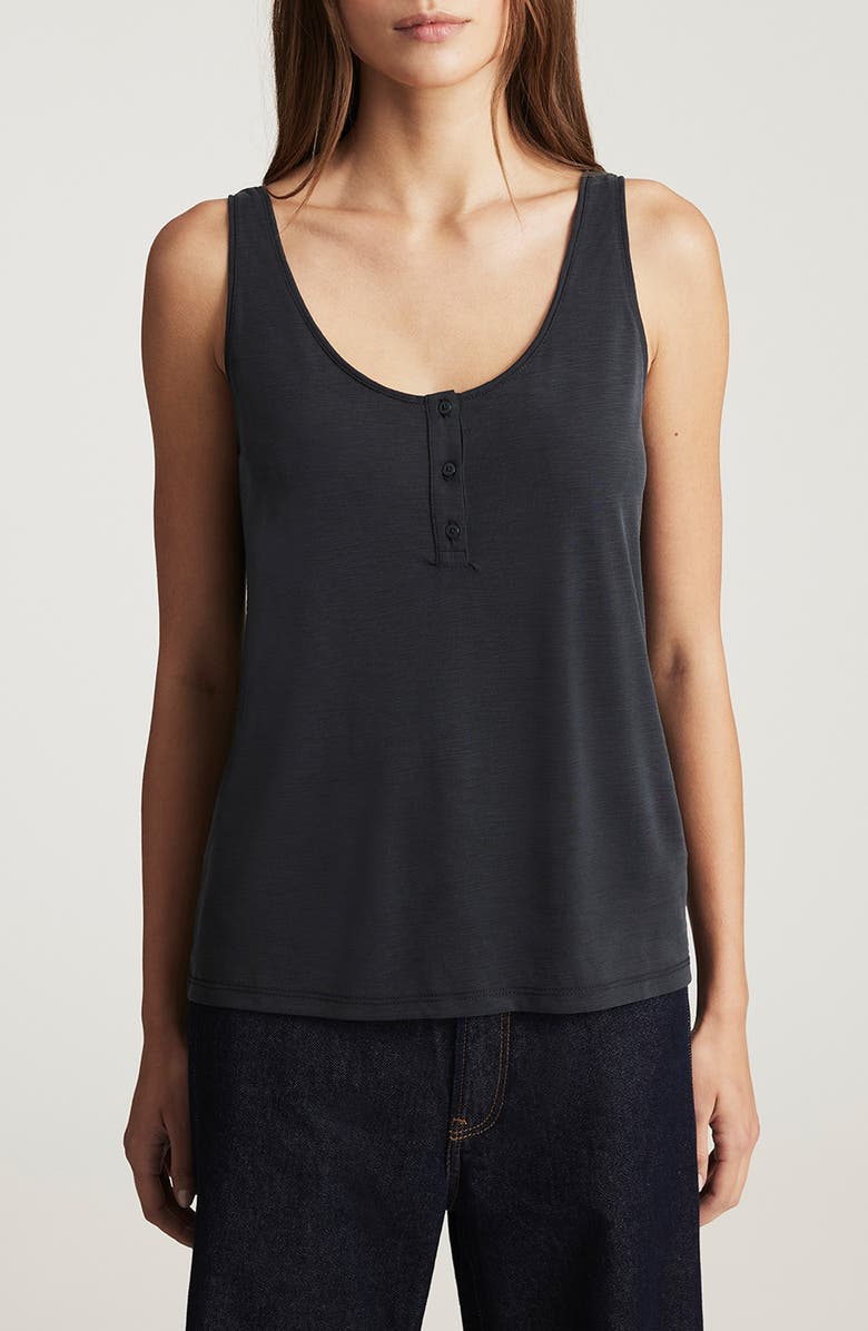 Mavi Jeans Henley Tank, Main, color, Black