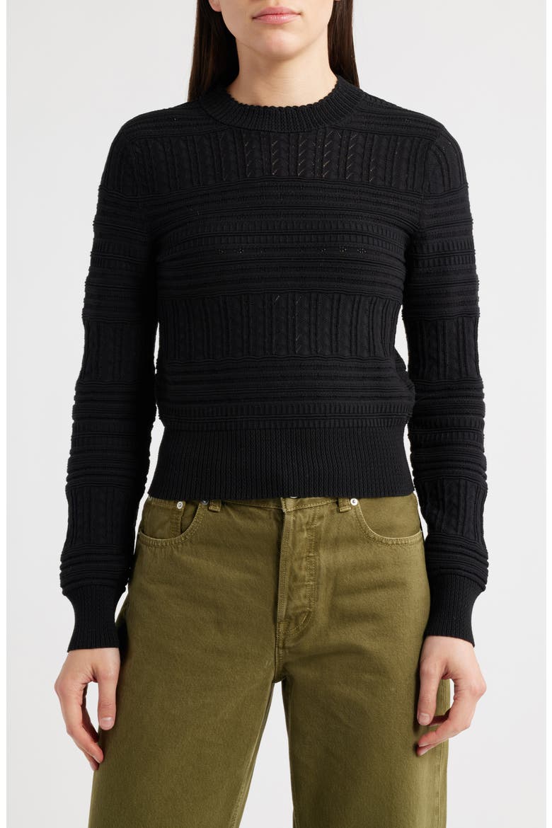 Cotton Crewneck Sweater, Main, color, BLACK