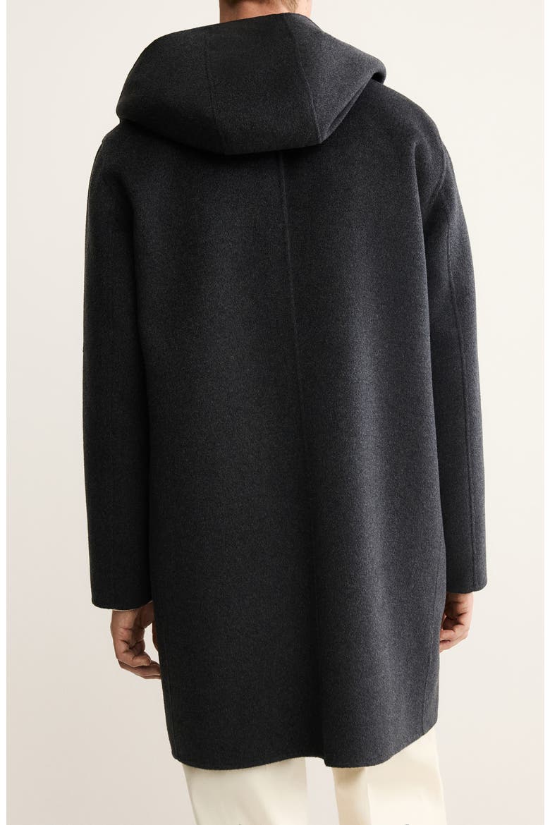 Handmade Hooded Wool Blend Melton Overcoat, Alternate, color, MEDIUM HEATHER GREY