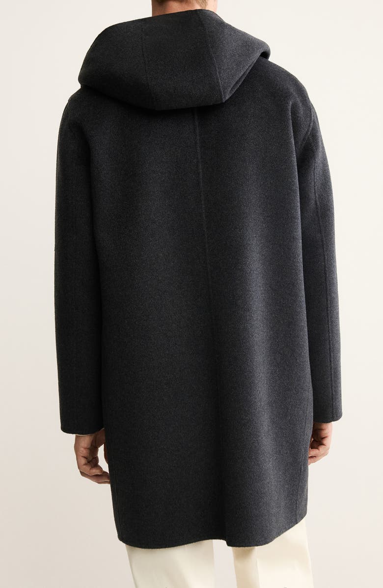 MANGO Handmade Hooded Wool Blend Melton Overcoat, Alternate, color, Medium Heather Grey