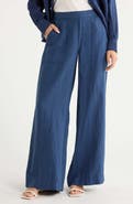 Frank & Eileen Patch Pocket Pull-On Wide Leg Linen Pants