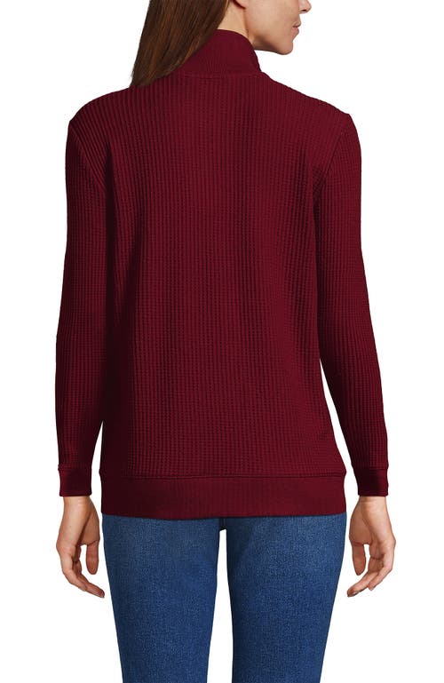 Lands' End Long Sleeve Waffle Quarter Zip Pullover In Red
