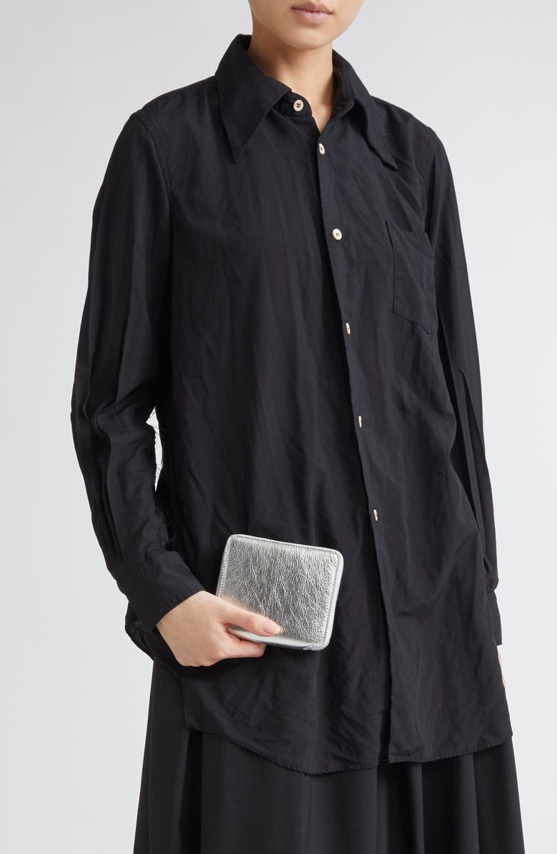 Comme des Garçons Wallets Metallic Leather Wallet, Alternate, color, Silver