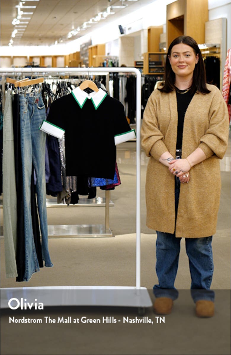 Short Sleeve Wool Sweater with Detachable Collar & Cuffs, sales video thumbnail