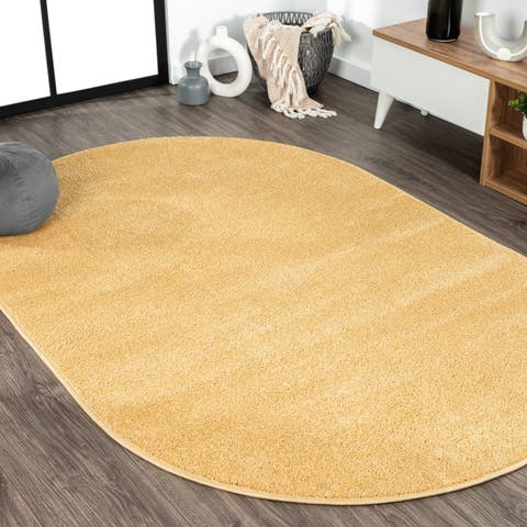 Haze Solid Low-Pile Oval Area Rug