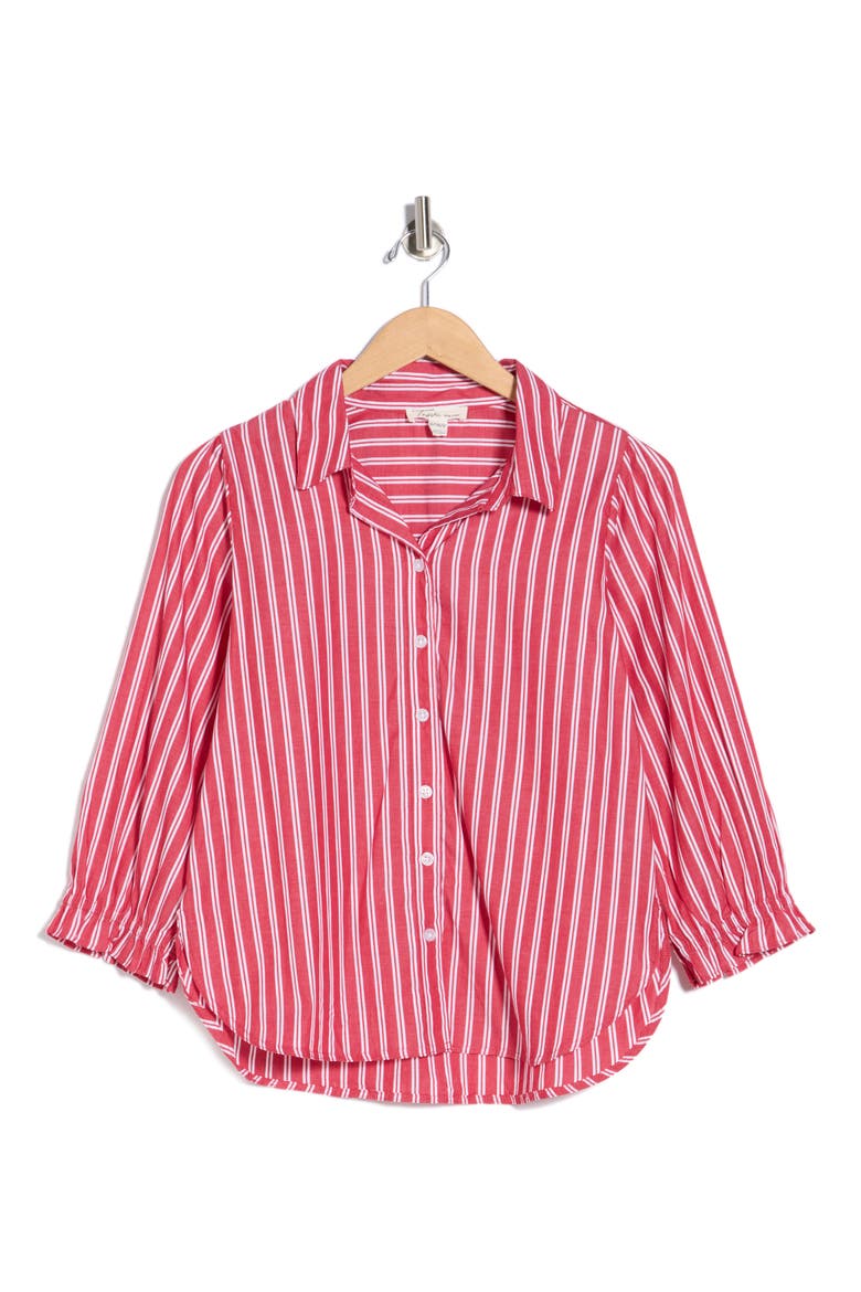 Sunset Striped Button Down Shirt, Alternate, color, RUBY LINES